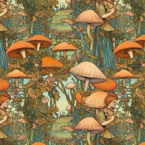 Mushroom Maiden inspired by Alphonse Mucha