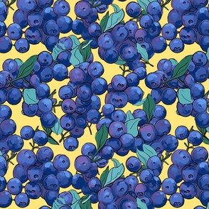 pop art blueberries in yellow, blue and green