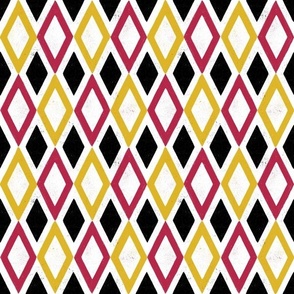 diamond checkered - textured geometrical - arlekino. Red and yellow