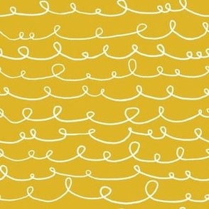 playful lines with loops, hand drawn - yellow- coordinating pattern from "black cat collection" 