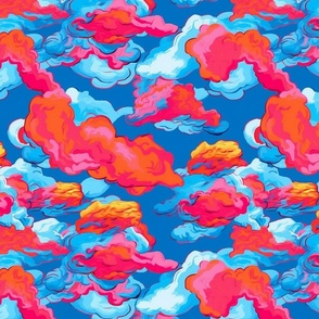 pop art clouds in pink and blue