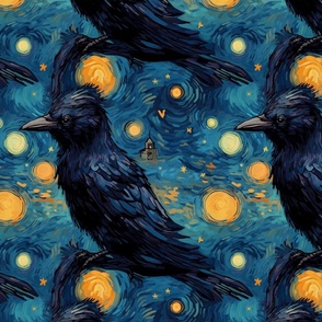Starry Night Raven inspired by Vincent Van Gogh