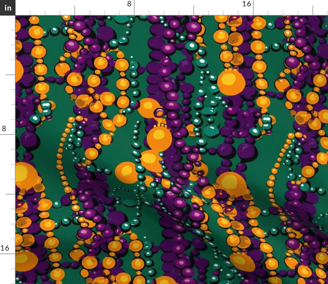 pop art mardi gras beads in purple, green and gold