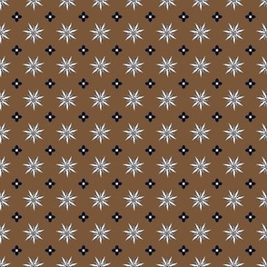 Swiss Edelweiss Flower Geometric Foulard on Gold Cold Brew Coffee Brown