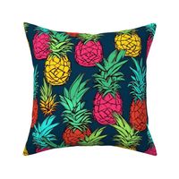 pop art pineapple in pink and yellow