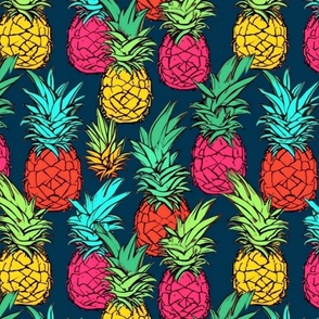 pop art pineapple in pink and yellow