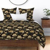 art nouveau flowers in black and gold