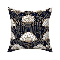 art deco flowers in white and gold