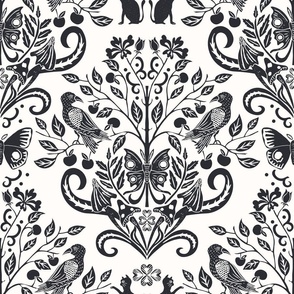 Whimsigothic Eerie Elegance Black & White Damask Style