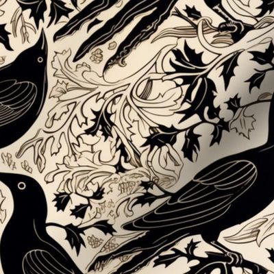 raven corvid crow blackbird inspired by aubrey beardsley