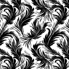 black and white feathers inspired by aubrey beardsley