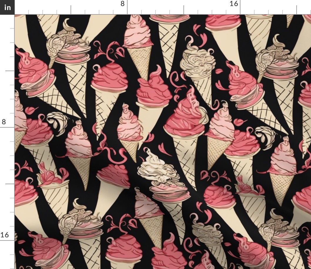 strawberry ice cream cones inspired by aubrey beardsley