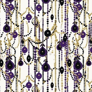 mardi gras beads and pearls inspired by Aubrey Beardsley