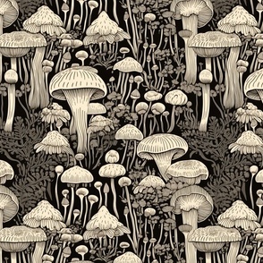 mushroom botanical inspired by aubrey beardsley