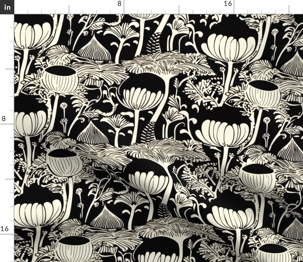 botanical bohemian mushroom paradise inspired by aubrey beardsley