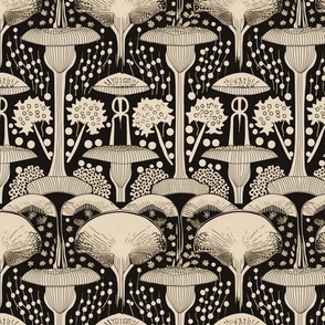 art nouveau mushrooms inspired by aubrey beardsley