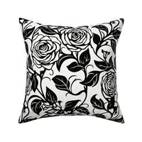 art nouveau roses in black and white inspired by aubrey beardsley