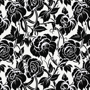 black and white roses inspired by aubrey beardsley