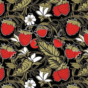 strawberry blooms inspired by aubrey beardsley