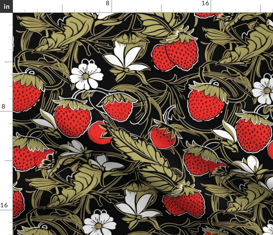 strawberry blooms inspired by aubrey beardsley