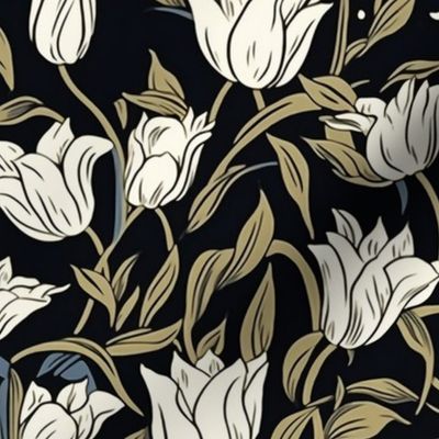 monochrome tulips inspired by aubrey beardsley