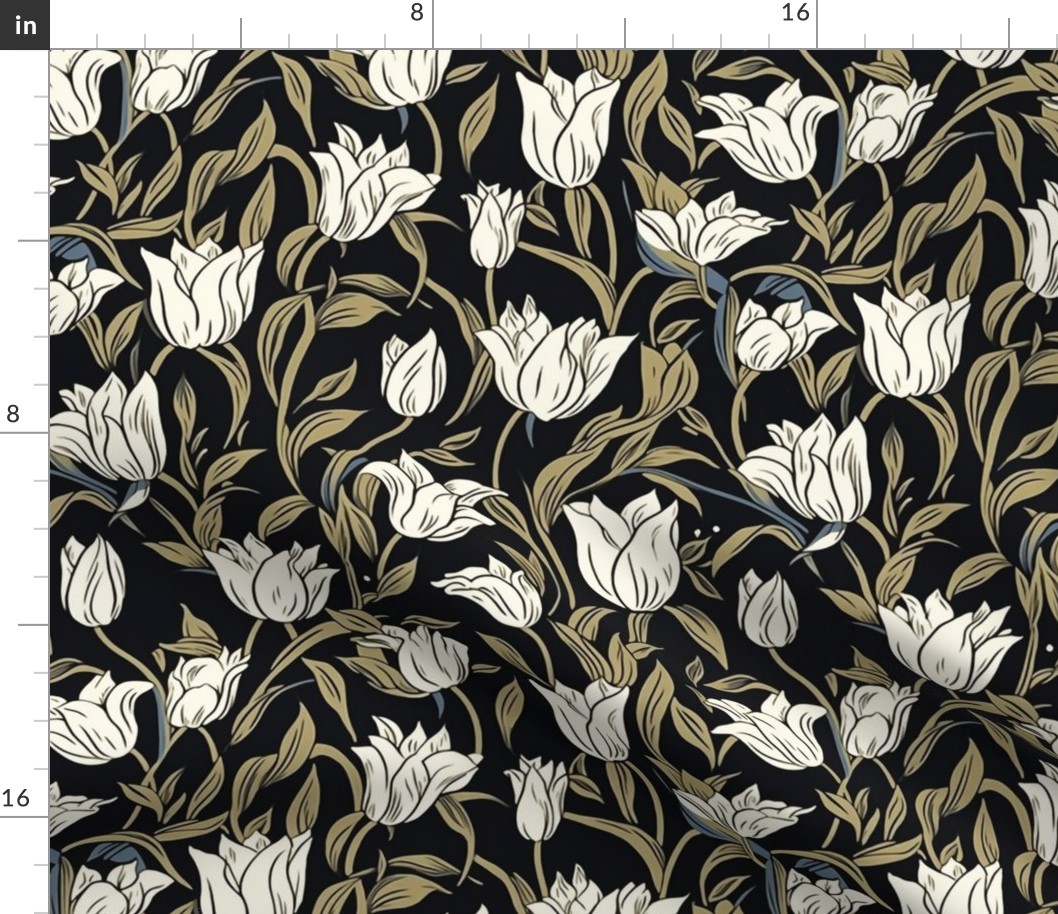 monochrome tulips inspired by aubrey beardsley