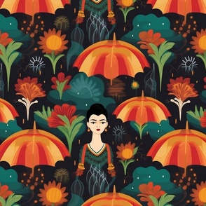 princess tropical garden with parasols 