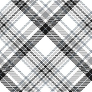 Plaid in black, white and grey - diagonal