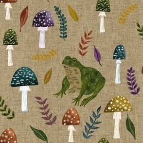 Frog and rainbow toadstools