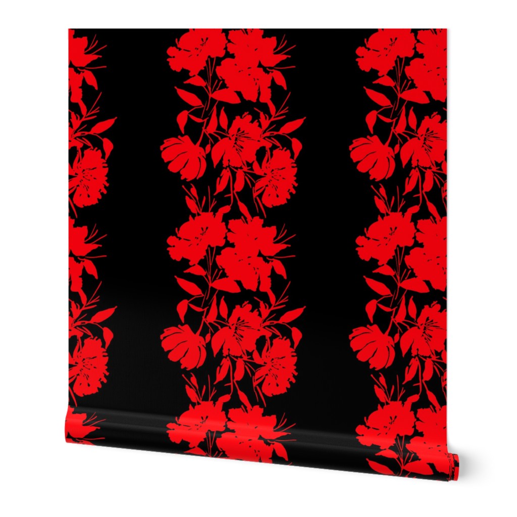 Solid red floral vertical garland - black