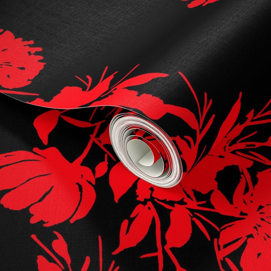 Solid red floral vertical garland - black