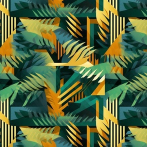 cubism ferns of the orange and green