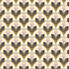 Art Deco Geo Flowers - PInk + Gold + Navy - JUMBO