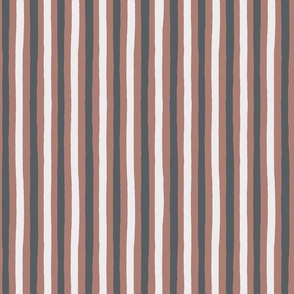 Blush Pink, Off White And Grey Vertical Stripes Medium