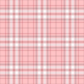 6" Plaid in pale pink, grey, white and burgundy