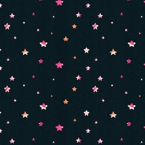 Boho style stars with pink and peach marble texture on a black background 
