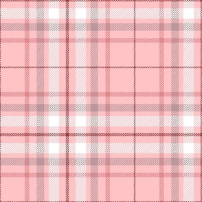 12" Plaid in pale pink, grey, white and burgundy