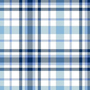 12" Plaid in blue, navy and white