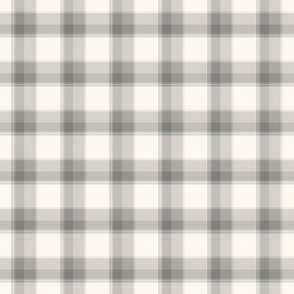 6" Plaid in pastel beige, grey and taupe