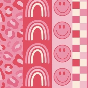 Patchwork Stripes - Hot Pink, Retro
