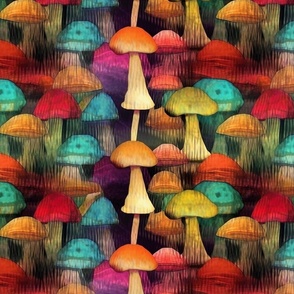 rainbow mushrooms inspired by Edgar Degas