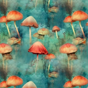 edgar degas inspired watercolor mushrooms