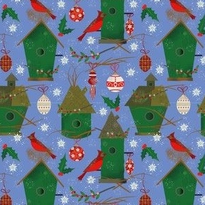 Birdhouse / Christmas / ornaments / powder blue