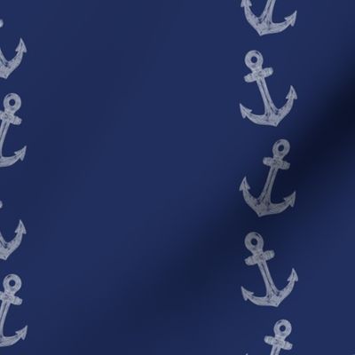 Med. Nautical Anchor Stripe on Navy