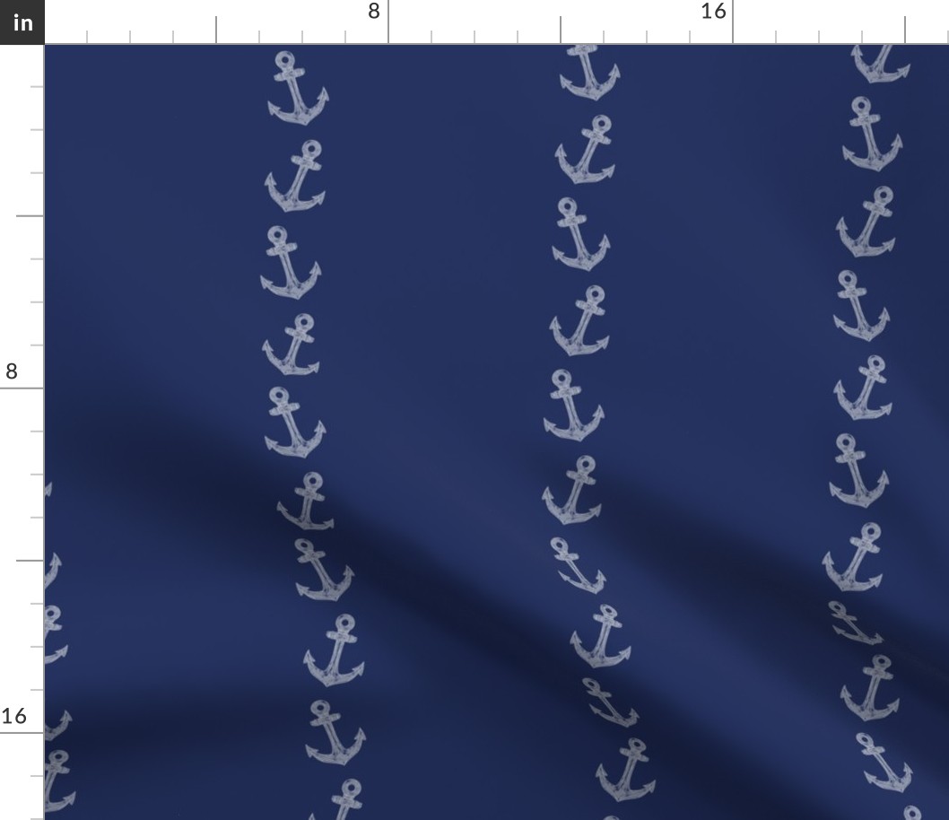 Med. Nautical Anchor Stripe on Navy