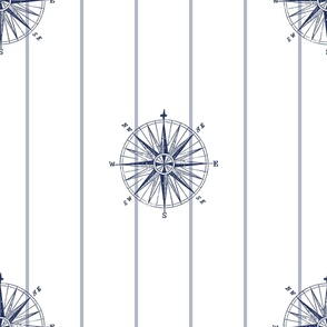 Large Nautical Compass Navy with Stripe