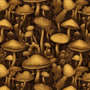 golden teacher mushrooms inspired by gustave dore
