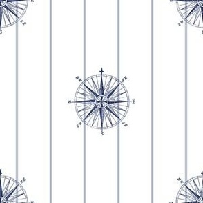 Small Nautical Compass Navy with Stripe