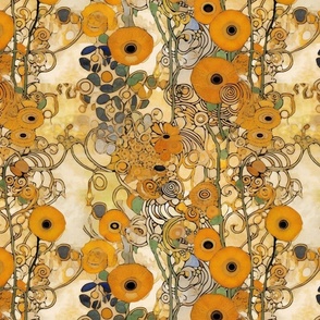 art nouveau orange flowers inspired by gustav klimt