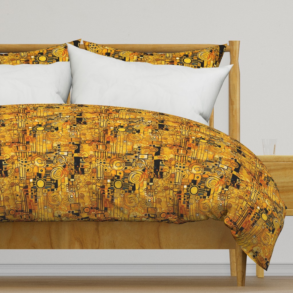 art nouveau gold and orange spirals inspired by gustav klimt